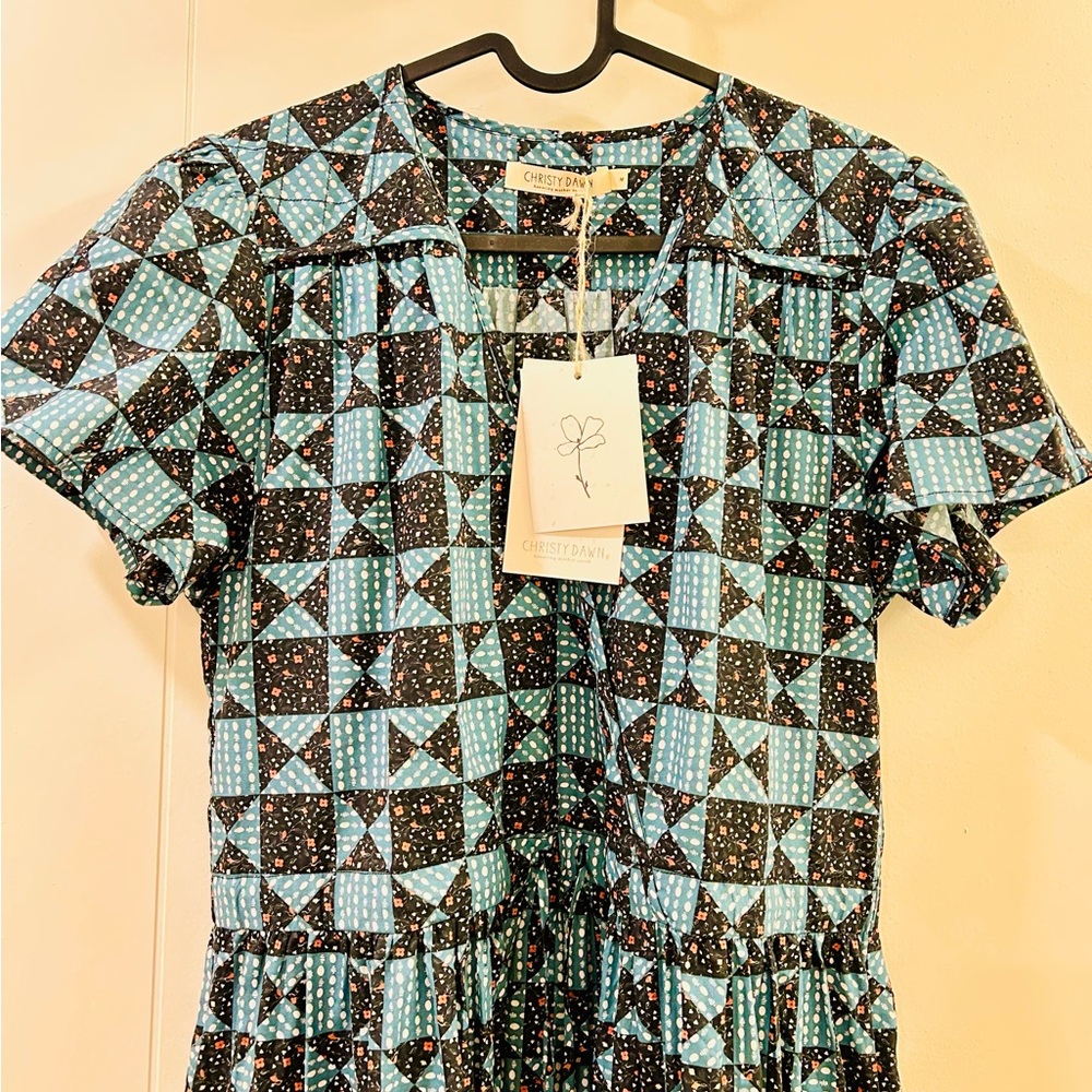 Christy Dawn Blue and Black Geometric Midi Dress - Picture 10 of 10
